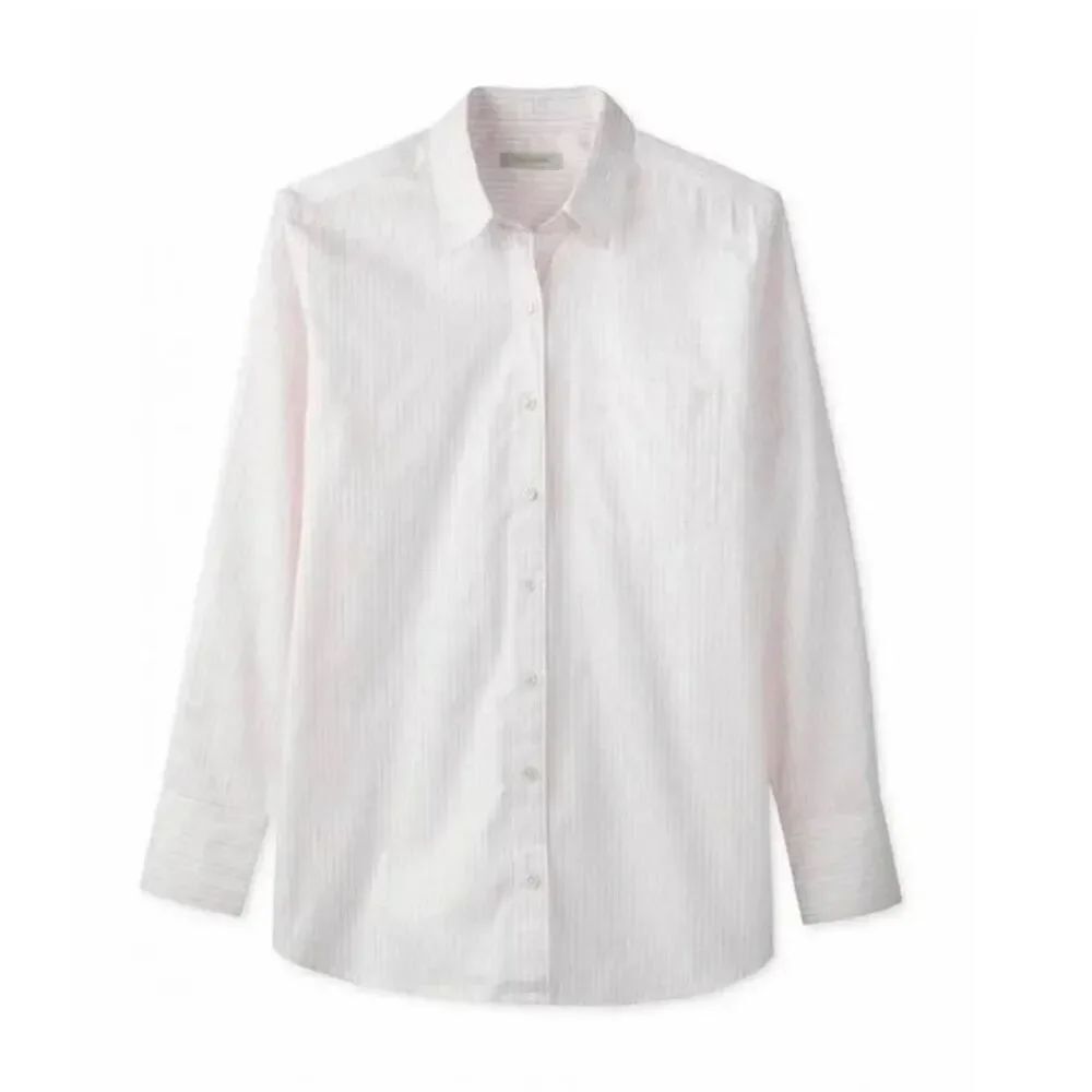 Outerknown Boyfriend Shirt Mineral Pink Pinstripe sz Large